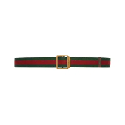 Pre-owned Gucci Striped Webbing Belt 'red/green' | Men's Size L