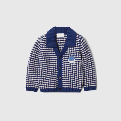 Gucci Babies' Striped Wool Cardigan In Blue