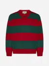 Gucci Embroidered Stretch Wool Blend Sweater In Red,green