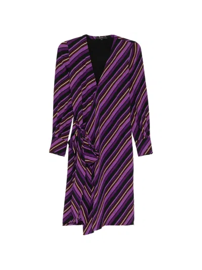 Gucci Striped Wrap Dress In Purple