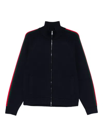 Gucci Striped Zip-up Cardigan In Black