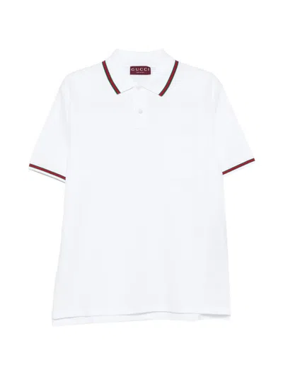 Gucci Poloshirt Mit Gestreiftem Kragen In White