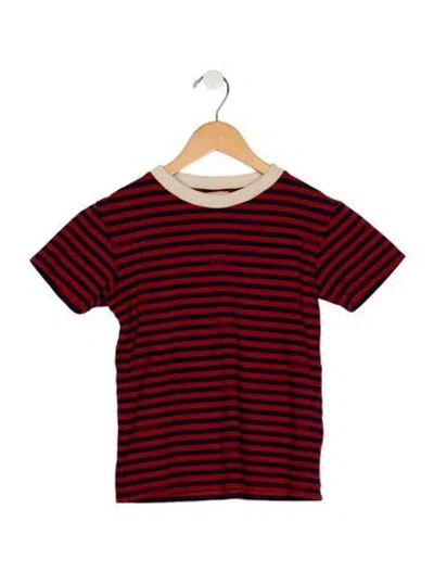 Pre-owned Gucci Kids' Stripped Crewneck Logo T-shirt In Blue/red