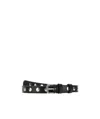 Gucci Adjustable Leather Belt With Silver Buckle In Black