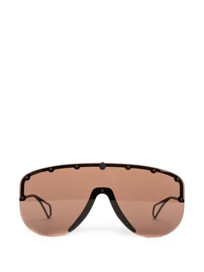 Pre-owned Gucci Stud-embellished Shield Sunglasses In Black