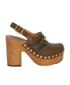 Gucci Studs-embellished Wedges In Brown