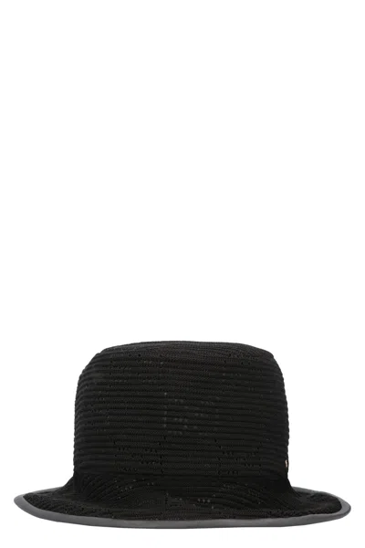 Gucci Stylish Black Knit Beanie With Leather Trimming And Openwork Detail For Women