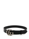 Gucci Men's Belt With Silver-tone Double G Buckle In Black
