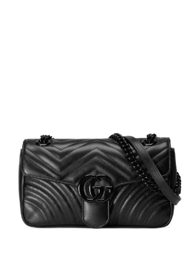 Gucci Stylish Black Quilted Leather Handbag With Chevron Pattern For Women