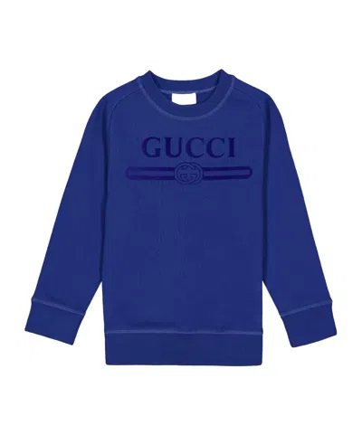 Gucci Stylish Crew Neck Pullover Sweatshirt In Blue
