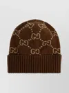 Gucci Stylish Hat With Folded Brim And Ribbed Cuff In Brown