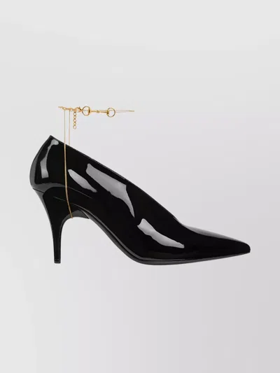 Gucci Musa Vernic Patent Leather Anklet Pumps In Animal Print