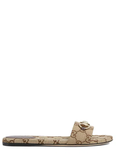 Gucci Stylish Low-cut Sandals With Gold-tone Hardware In Animal Print