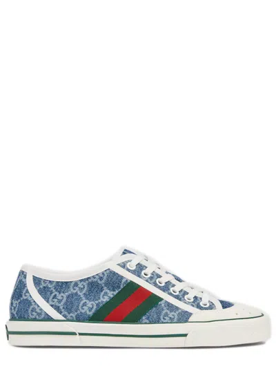 Gucci Stylish Perforated Trim Sneakers For Women In Blu