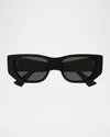 Gucci Subtle Web 53mm Geometric Acetate Sunglasses In Black