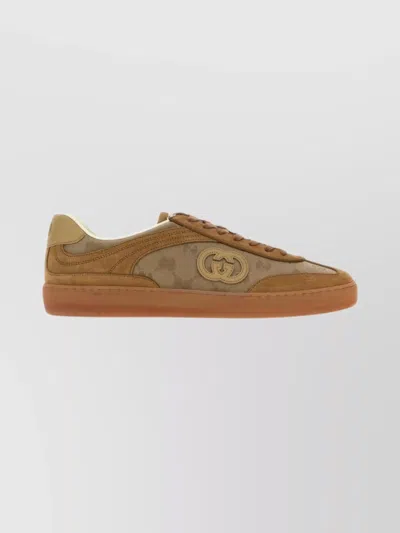 GUCCI SUEDE AND FABRIC LOW-TOP SNEAKERS