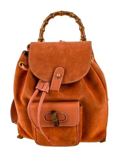 Pre-owned Gucci Suede Backpack In Orange