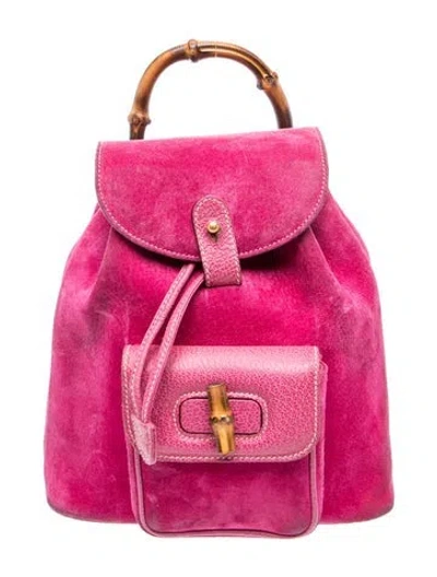Pre-owned Gucci Suede Backpack In Pink
