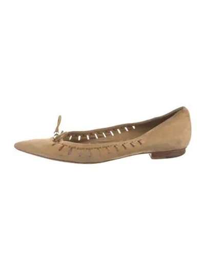 Pre-owned Gucci Suede Ballet Flats In Neutral
