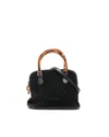 Gucci Suede Bamboo Handbag In Black