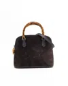 Gucci Suede Bamboo Handbag In Brown