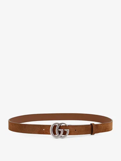 Gucci Suede Belt In Brown