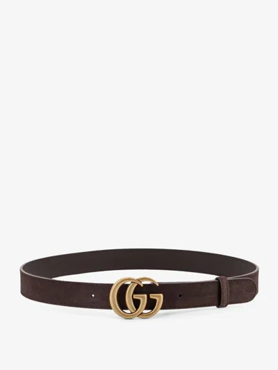 Gucci Suede Belt In Brown