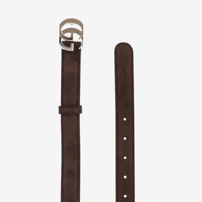 Gucci Suede Belt In Brown