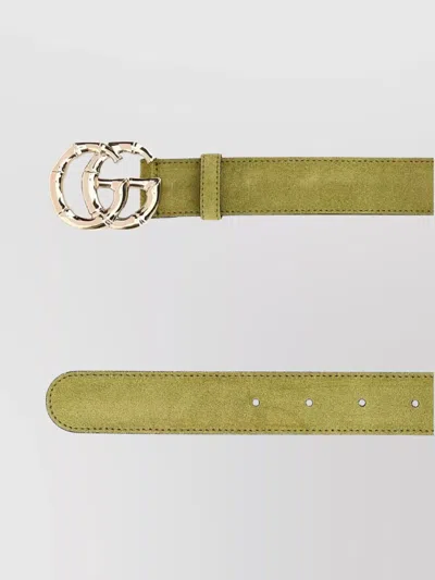 Gucci Suede Belt Featuring Gold-tone Hardware In Green