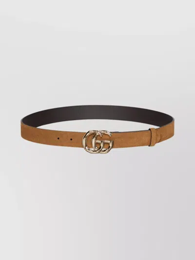 GUCCI SUEDE BELT GOLD-TONE HARDWARE