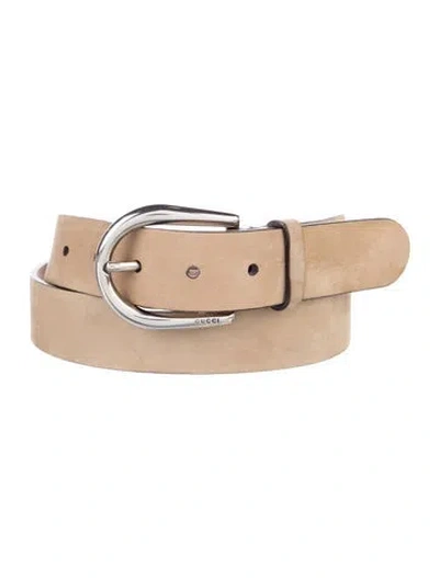 Pre-owned Gucci Suede Belt In Neutral