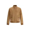 Gucci Brown Jacket With All-over Embossed Gg Motif And Collar With Buttons In Suede Man