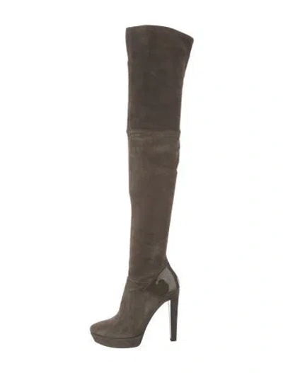 Pre-owned Gucci Suede Boots In Grey