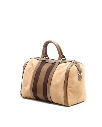 Gucci Suede Boston Bag In Brown