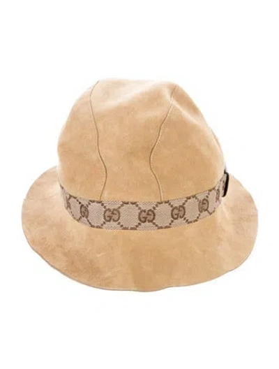 Pre-owned Gucci Suede Bucket Hat In Brown