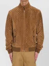Gucci Brown Jacket With All-over Embossed Gg Motif And Collar With Buttons In Suede Man In Brown