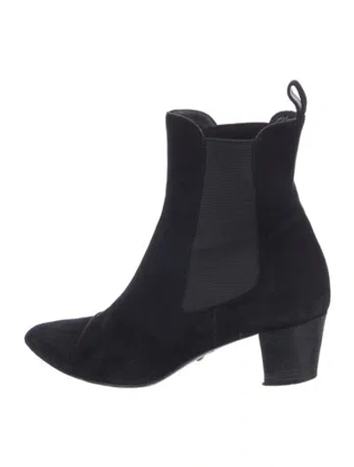 Pre-owned Gucci Suede Chelsea Boots In Black