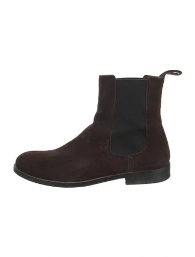 Pre-owned Gucci Suede Chelsea Boots In Brown