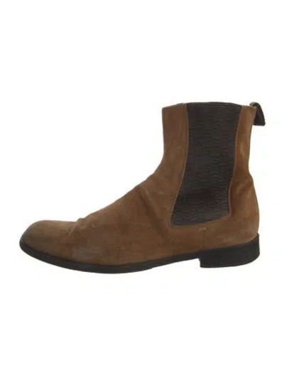 Pre-owned Gucci Suede Chelsea Boots In Brown