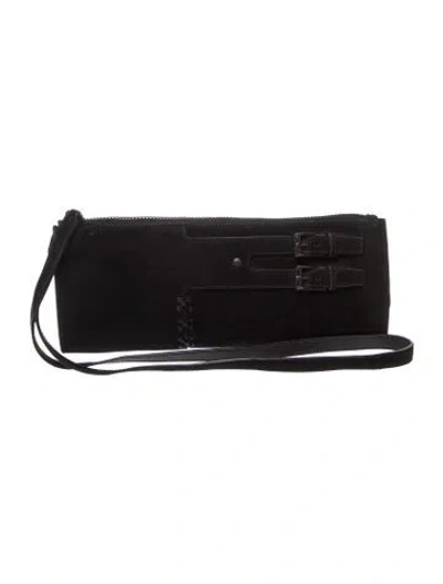 Pre-owned Gucci Suede Clutch In Black