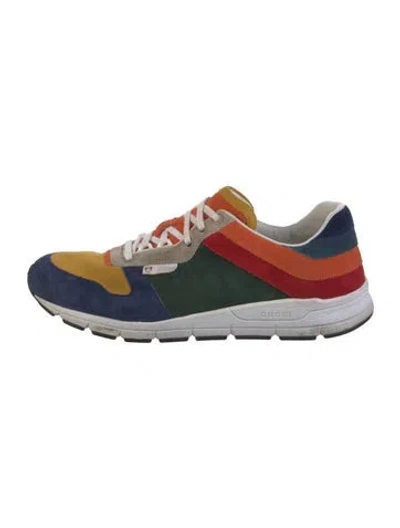 Pre-owned Gucci Suede Colorblock Pattern Athletic Sneakers In Multi