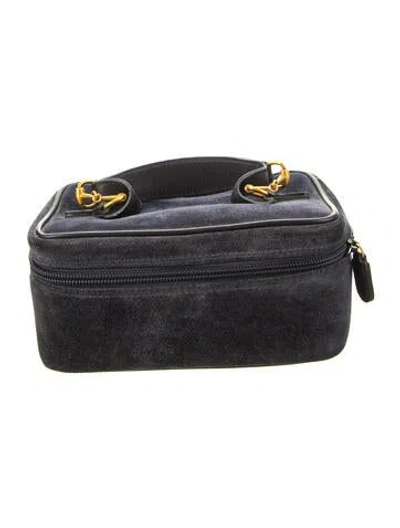 Pre-owned Gucci Suede Cosmetic Travel Bag In Blue