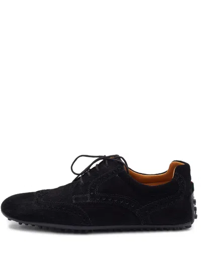 Pre-owned Gucci Suede Derby Shoes In Black