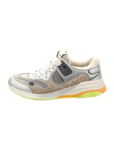 Pre-owned Gucci Suede Distressed Accents Sneakers In Silver
