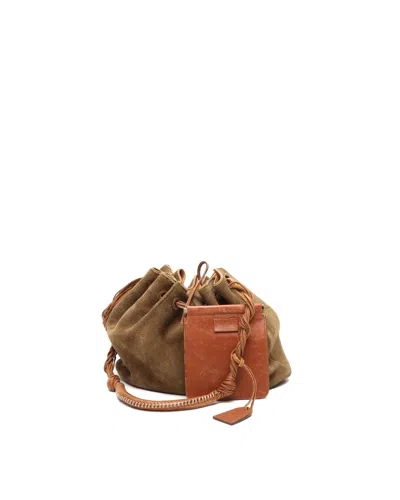 Gucci Suede Drawstring Bucket Bag In Brown