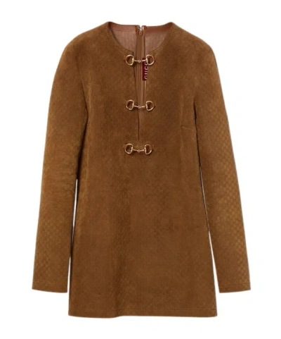 Gucci Suede Dress In Beige