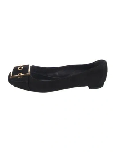 Pre-owned Gucci Suede Flats In Black