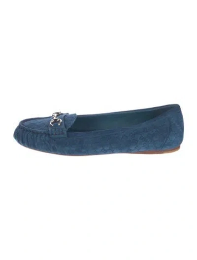 Pre-owned Gucci Suede Flats In Blue