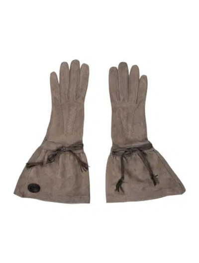 Pre-owned Gucci Suede Gloves In Gray