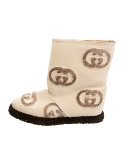 Pre-owned Gucci Suede Graphic Print Boots In Neutrals